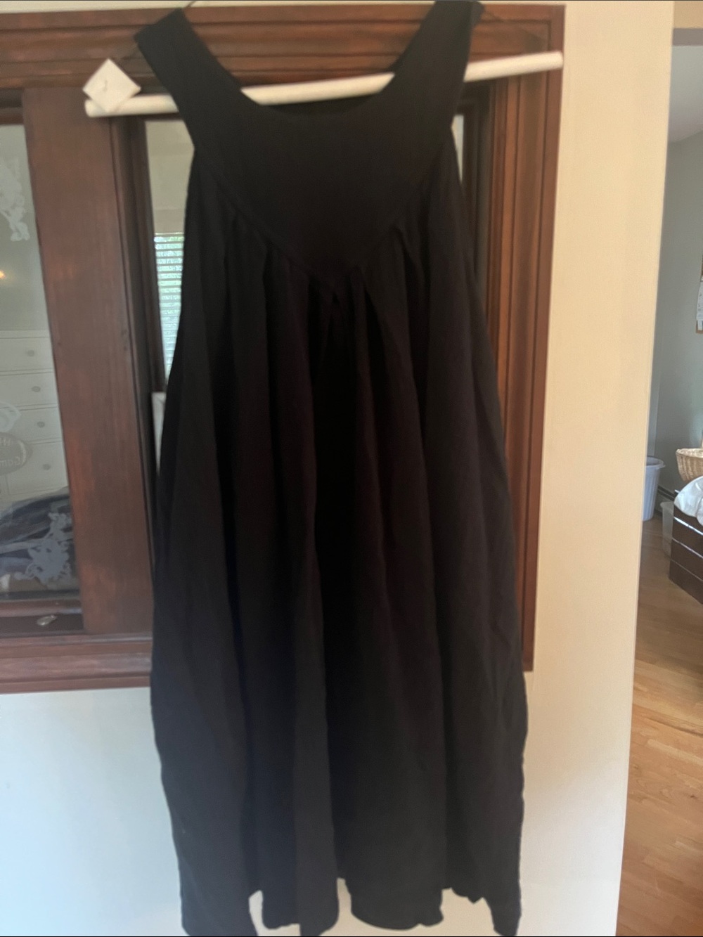 Soho Apparel Black Sleeveless Maxi Dress with Gathered Front